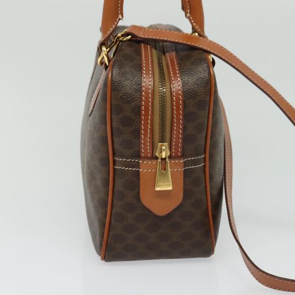 CELINE Macadam Canvas Hand Bag Pvc Leather Brown Gold - Picture 4 of 13